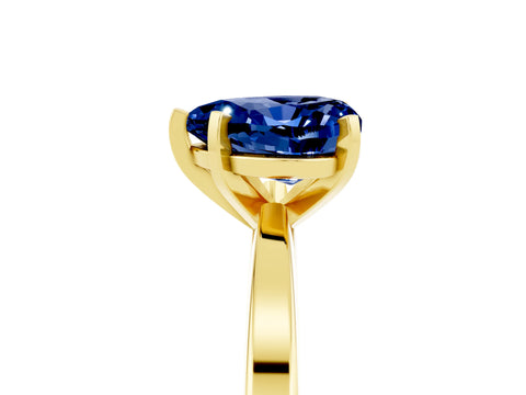 Yellow gold Heart Cut Blue Sapphire Solitaire Engagement Ring with Classic Band and Four-Prong Setting_29
