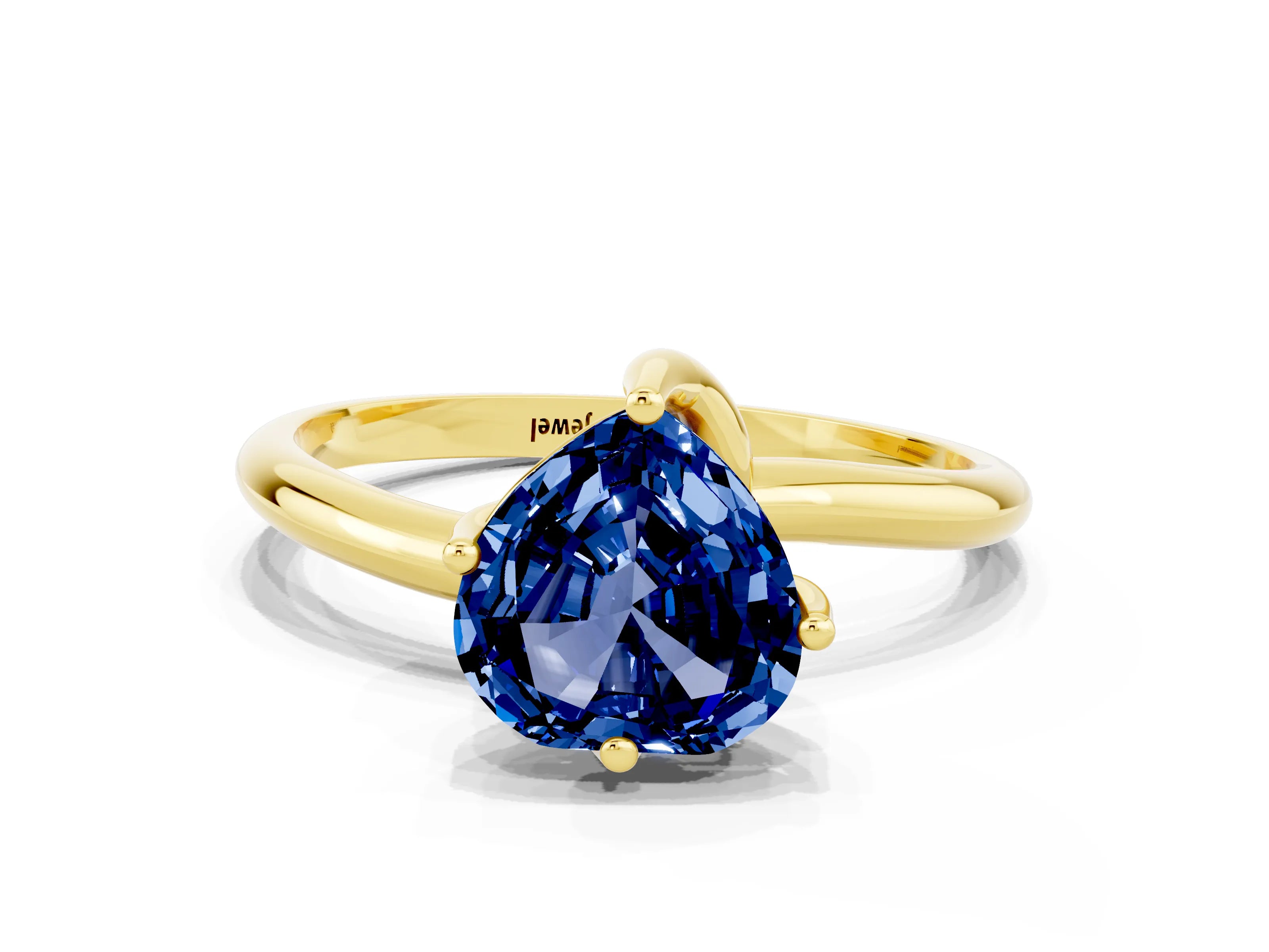 Yellow gold Heart Cut Blue Sapphire Solitaire Engagement Ring with Four-Prong Setting and Classic Band_12