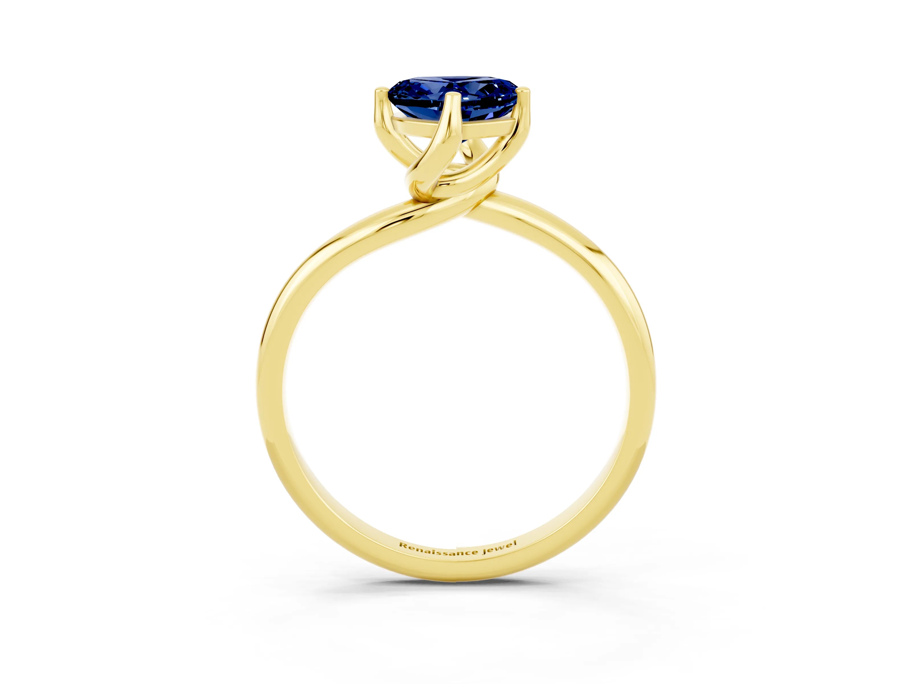 Yellow gold Heart Cut Blue Sapphire Solitaire Engagement Ring with Four-Prong Setting and Classic Band_15
