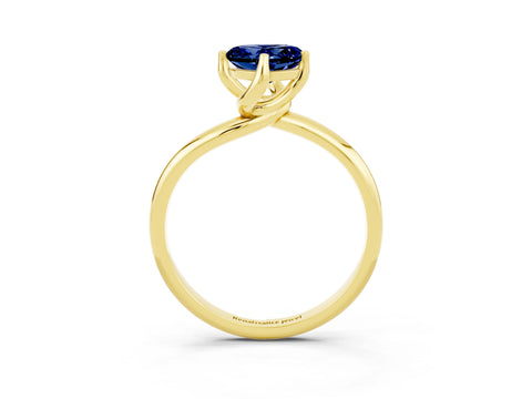 Yellow gold Heart Cut Blue Sapphire Solitaire Engagement Ring with Four-Prong Setting and Classic Band_15
