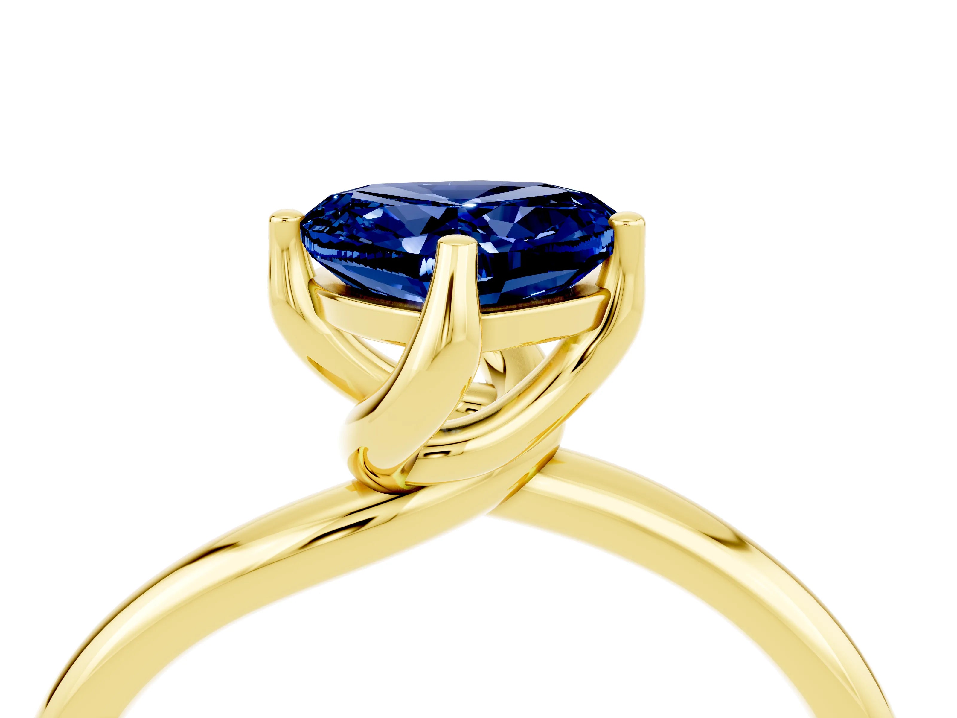 Yellow gold Heart Cut Blue Sapphire Solitaire Engagement Ring with Four-Prong Setting and Classic Band_16