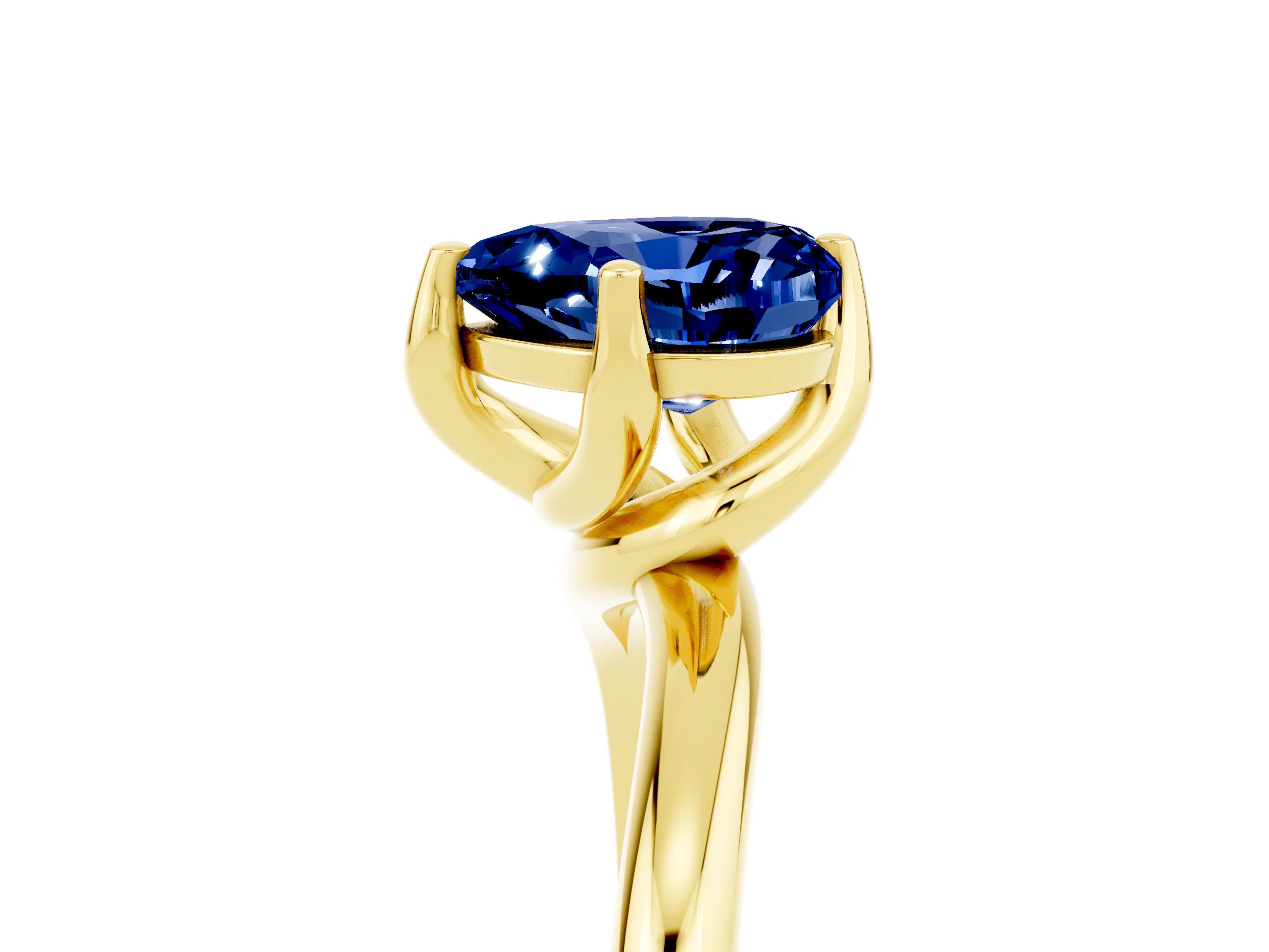 Yellow gold Heart Cut Blue Sapphire Solitaire Engagement Ring with Four-Prong Setting and Classic Band_17
