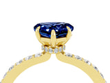 Yellow gold Heart Cut Blue Sapphire Solitaire Engagement Ring with Pavé Band and Four-Prong Setting_4