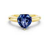 Yellow gold Heart Cut Blue Sapphire Solitaire Engagement Ring with Round Band and Four-Prong Setting
