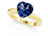 Yellow gold Heart Cut Blue Sapphire Solitaire Engagement Ring with Round Band and Four-Prong Setting_1