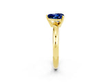 Yellow gold Heart Cut Blue Sapphire Solitaire Engagement Ring with Round Band and Four-Prong Setting_2
