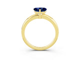 Yellow gold Heart Cut Blue Sapphire Solitaire Engagement Ring with Round Band and Four-Prong Setting_3