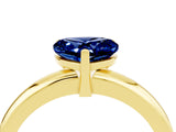 Yellow gold Heart Cut Blue Sapphire Solitaire Engagement Ring with Round Band and Four-Prong Setting_4