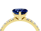 Yellow gold Heart Cut Blue Sapphire Solitaire Pavé Engagement Ring with Round Band and Prong Setting_16