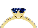 Yellow gold Heart Cut Blue Sapphire Solitaire Pavé Engagement Ring with Round Band and Prong Setting_83
