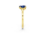 Yellow gold Heart Cut Blue Sapphire Solitaire Ring with Flower Prong Setting and Classic Band_14