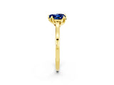Yellow gold Heart Cut Blue Sapphire Solitaire Ring with Flower Prong Setting and Classic Band_38