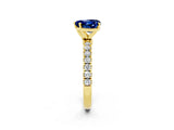 Yellow gold Heart Cut Blue Sapphire Solitaire Ring with Pavé Accents and Four-Prong Setting_2
