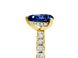 Yellow gold Heart Cut Blue Sapphire Solitaire Ring with Pavé Band and Four-Prong Setting_29