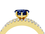 Yellow gold Heart Cut Blue Sapphire Solitaire Ring with Pavé and Channel Set Band_4