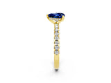 Yellow gold Heart Cut Blue Sapphire Solitaire Ring with Round  Pavé Band and Four-Prong Setting_38