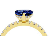 Yellow gold Heart Cut Blue Sapphire Solitaire Ring with Round  Pavé Band and Four-Prong Setting_40