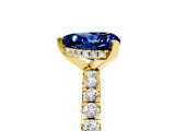 Yellow gold Heart Cut Blue Sapphire Solitaire Ring with Round  Pavé Band and Four-Prong Setting_41