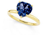 Yellow gold Heart Cut Blue Sapphire Solitaire Ring with Thin Band and Four-Prong Setting_1