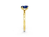 Yellow gold Heart Cut Blue Sapphire Solitaire Ring with Thin Band and Four-Prong Setting_2