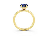 Yellow gold Heart Cut Blue Sapphire Solitaire Ring with Thin Band and Four-Prong Setting_3
