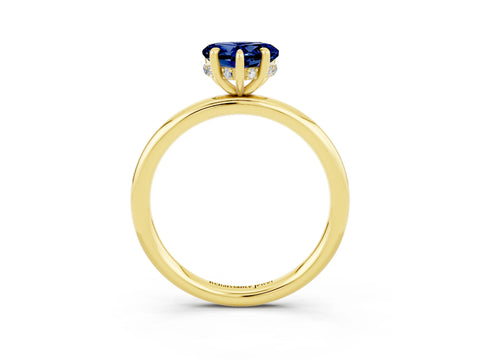 Yellow gold Heart Cut Blue Sapphire Solitaire Ring with Thin Band and Four-Prong Setting_3