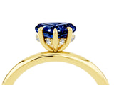 Yellow gold Heart Cut Blue Sapphire Solitaire Ring with Thin Band and Four-Prong Setting_4