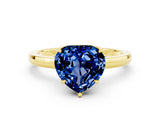 Yellow gold Heart Cut Blue Sapphire Solitaire Ring with Thin Band and Prong Setting_12