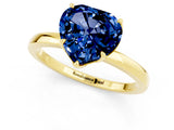 Yellow gold Heart Cut Blue Sapphire Solitaire Ring with Thin Band and Prong Setting_13