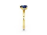 Yellow gold Heart Cut Blue Sapphire Solitaire Ring with Thin Band and Prong Setting_14