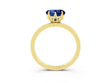 Yellow gold Heart Cut Blue Sapphire Solitaire Ring with Thin Band and Prong Setting_15