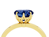Yellow gold Heart Cut Blue Sapphire Solitaire Ring with Thin Band and Prong Setting_16