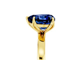Yellow gold Heart Cut Blue Sapphire Solitaire Ring with Thin Band and Prong Setting_17
