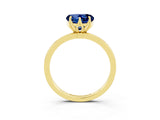 Yellow gold Heart Cut Blue Sapphire Solitaire Ring with Thin Band and Prong Setting_27