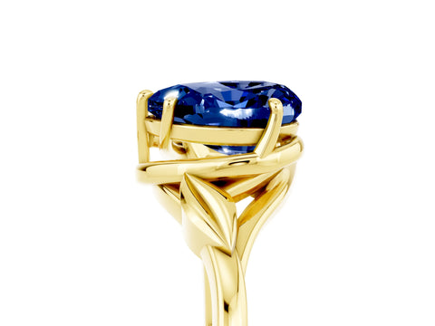 Yellow gold Heart Cut Blue Sapphire Solitaire Ring with Twist Band and Four-Prong Setting_29