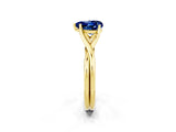 Yellow gold Heart Cut Blue Sapphire Solitaire Twist Band Prong Setting Ring_42