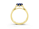 Yellow gold Heart Cut Blue Sapphire Solitaire Twist Band Prong Setting Ring_43