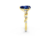 Yellow gold Heart Cut Blue Sapphire Solitaire Twisted Band with Round  Accents and Prong Setting_14