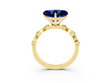 Yellow gold Heart Cut Blue Sapphire Solitaire Twisted Band with Round  Accents and Prong Setting_15