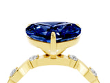 Yellow gold Heart Cut Blue Sapphire Solitaire Twisted Band with Round  Accents and Prong Setting_16