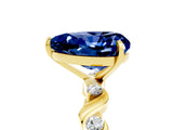 Yellow gold Heart Cut Blue Sapphire Solitaire Twisted Band with Round  Accents and Prong Setting_17