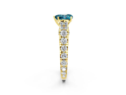 Yellow gold Heart Cut Blue Topaz Classic Solitaire Ring with Pavé Band and Four-Prong Setting_2