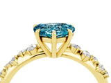 Yellow gold Heart Cut Blue Topaz Cluster Side Stone Solitaire Ring with Prong Setting_28