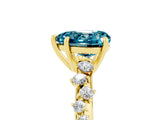 Yellow gold Heart Cut Blue Topaz Cluster Side Stone Solitaire Ring with Prong Setting_29