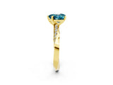 Yellow gold Heart Cut Blue Topaz Engagement Ring with Side Stone Accents and Four-Prong Setting_26