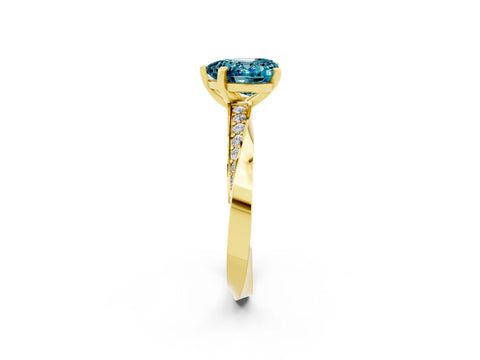 Yellow gold Heart Cut Blue Topaz Engagement Ring with Side Stone Accents and Four-Prong Setting_26
