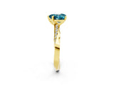 Yellow gold Heart Cut Blue Topaz Engagement Ring with Side Stone Accents and Four-Prong Setting_62