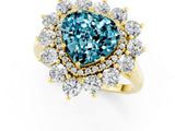 Yellow gold Heart Cut Blue Topaz Floral Double Halo Engagement Ring with Prong Setting_73