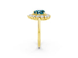 Yellow gold Heart Cut Blue Topaz Floral Double Halo Engagement Ring with Prong Setting_74
