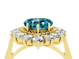 Yellow gold Heart Cut Blue Topaz Floral Double Halo Engagement Ring with Prong Setting_76